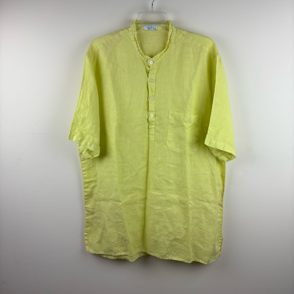 Moraitis 100% Linen short sleeve top bright yellow size XXL Coastal Resort